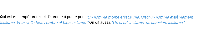 Définition taciturne ACAD 1835