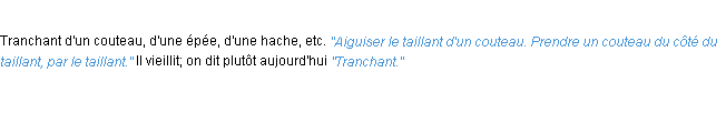 Définition taillant ACAD 1932