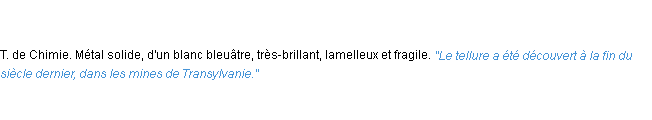 Définition tellure ACAD 1835