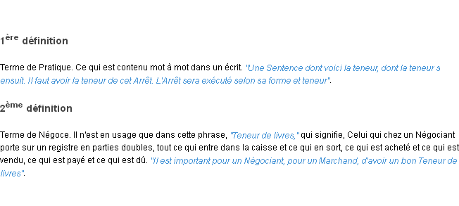 Définition teneur ACAD 1798
