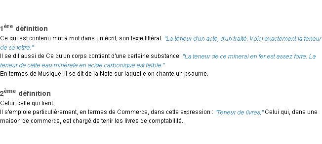 Définition teneur ACAD 1932