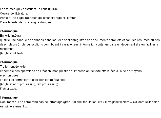 Définition texte