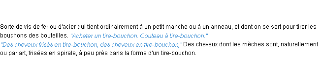 Définition tire-bouchon ACAD 1835