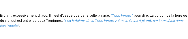 Définition torride ACAD 1798