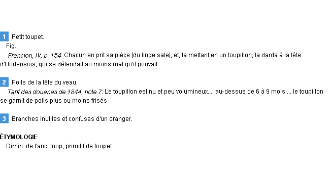 Définition toupillon Emile Littré