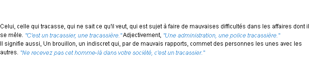Définition tracassier ACAD 1835
