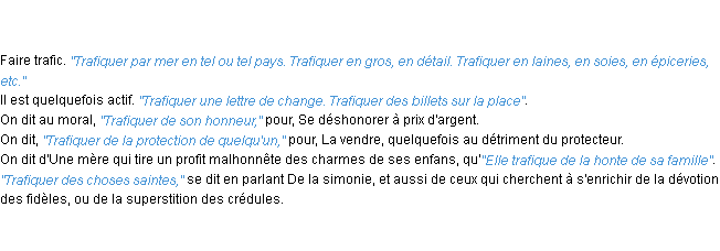 Définition trafiquer ACAD 1798