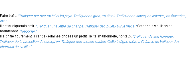 Définition trafiquer ACAD 1835
