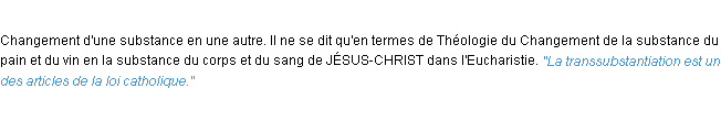 Définition transsubstantiation ACAD 1932
