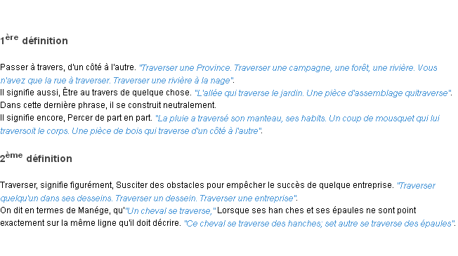 Définition traverser ACAD 1798