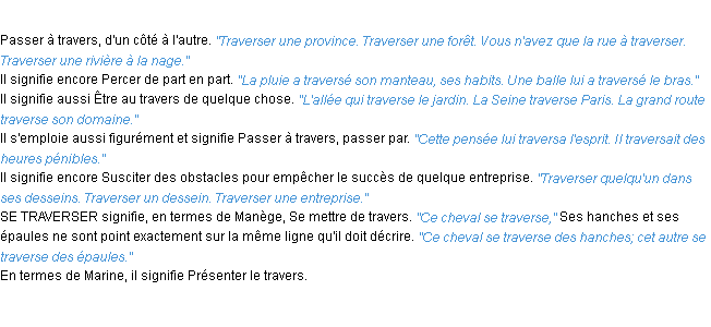 Définition traverser ACAD 1932