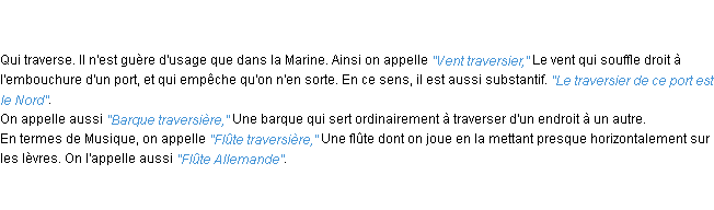 Définition traversier ACAD 1798