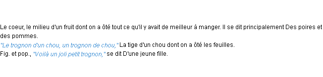 Définition trognon ACAD 1835
