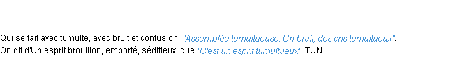 Définition tumultueux ACAD 1798