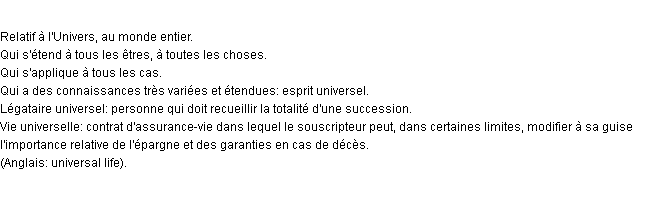 Définition universel