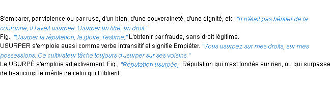 Définition usurper ACAD 1932