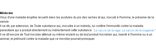 Définition vaccin ACAD 1932