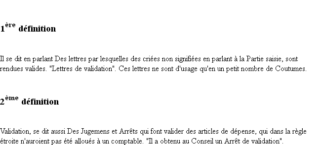 Définition validation ACAD 1798