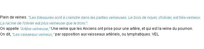 Définition veineux ACAD 1798