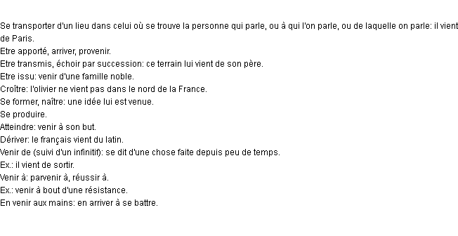 Définition venir