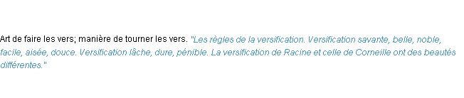 Définition versification ACAD 1835