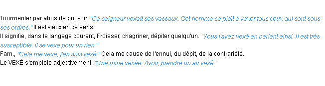 Définition vexer ACAD 1932