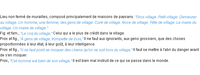 Définition village ACAD 1835