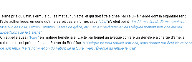 Définition visa ACAD 1798