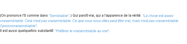Définition vraisemblable ACAD 1798