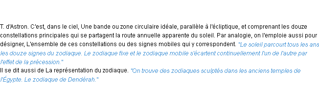 Définition zodiaque ACAD 1835
