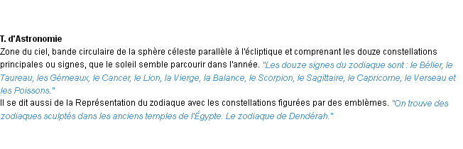 Définition zodiaque ACAD 1932